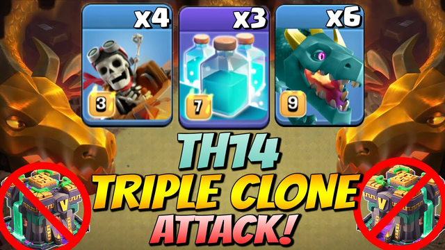 Try This 3 Cloned! Th14 Clone with Green Dragon + Riders  Attack Strategy - 2021 - Clash Of Clans