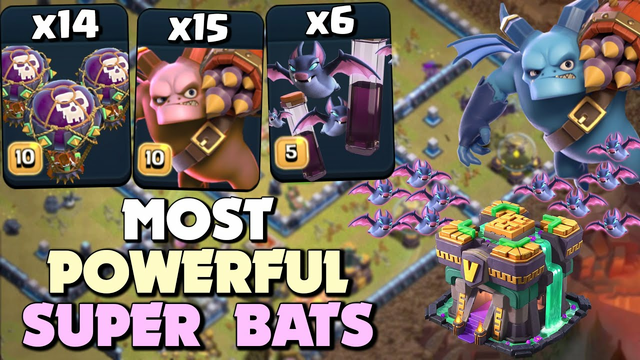 Most Powerful Air Attack! Th14 Super Minion + Bat Spell + Balloon  Combo - Clash Of Clans