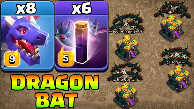 Master Of Red Dragon Attack !! 8 Dragon + 6 Bat Spell - Th14 Dragon Attack Strategy Clash Of Clans
