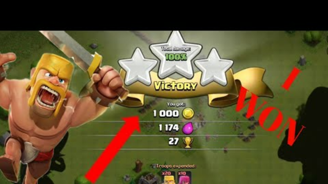 I WON MY FIRST ATTACK IN CLASH OF CLANS!!