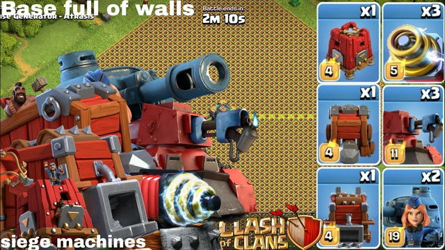 Siege Machines, Tanks, Scorchers and sparky vs Base full of walls | Clash of Clans