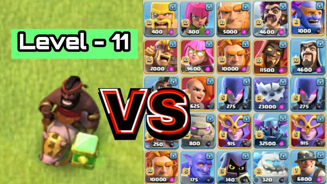Level - 11 Hog Rider VS All Troops | Clash of clans |