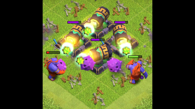 Can 2 Super Bowlers Destroy 4 Max Cannons | Clash Of Clans
