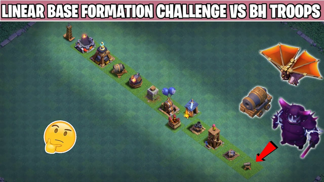 Every Defense Linear Base Formation Challenge Vs BH Troops - Clash of clans
