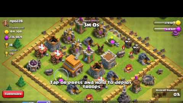 clash of clans 125 barbarian and 2 lightning spell