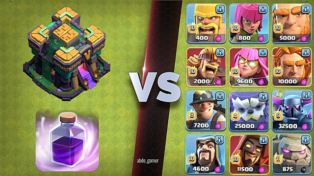 Town 14 vs All Troops + Rage Spell (Clash of Clans)