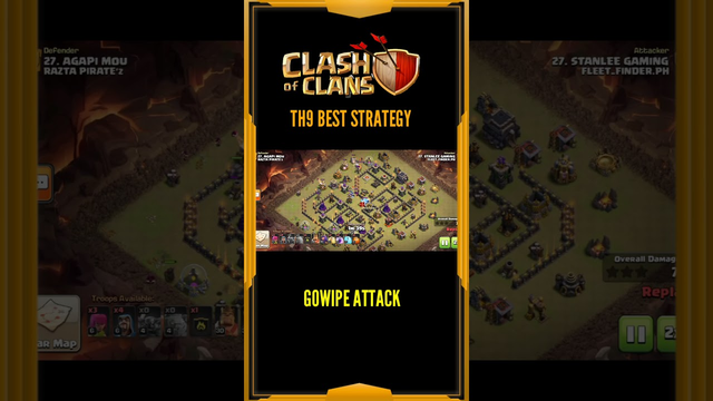 BEST TH9 STRATEGY | GOWIPE ATTACK | CLASH OF CLANS
