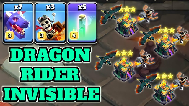Dragon & Dragon Rider Attack With 5 Invisibility Spell !! Th14 Best Attack Strategy | Clash of Clans