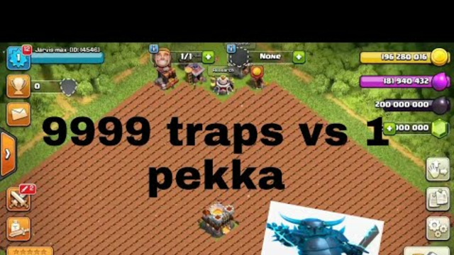 All 9999 traps vs 1 max super pekka !COC PRIVATE SERVER!