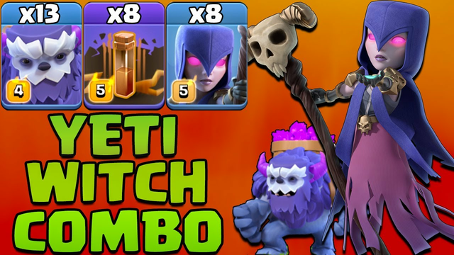 Th14 Yeti Witch Attack Strategy 2021 Clash Of Clans !! 13 Yeti + 8 Earthquake + 8 Witch Th14 Attack