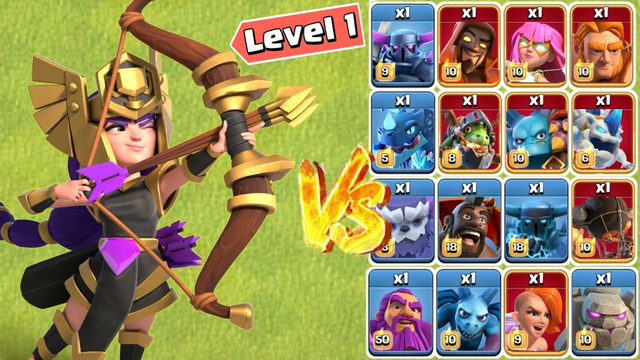 *Level 1* Archer Queen vs All Troops - Clash of Clans