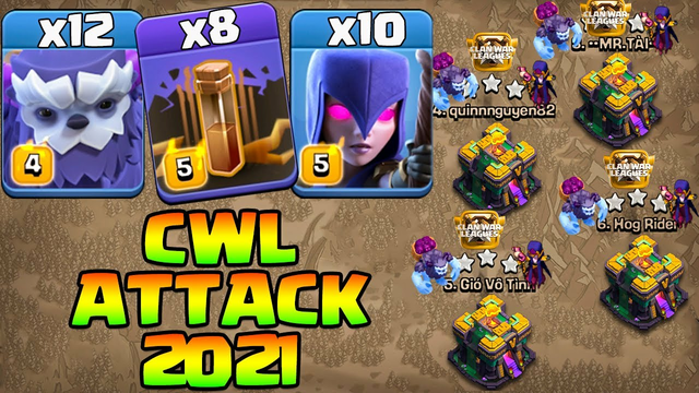 CWL Attack Strategy - 12 Yeti + 8 Earthquake +10 Witch - Best Th14 Attack Strategy Clash Of Clans