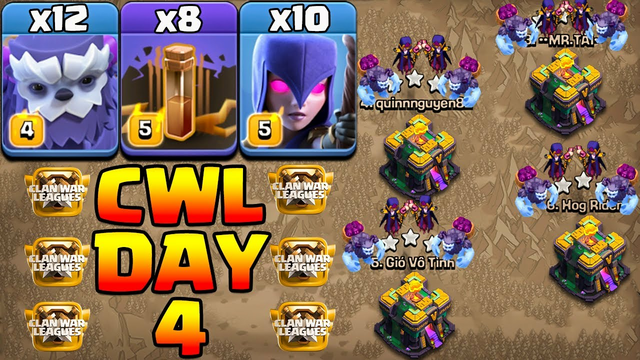 CWL Day 4 Attack Strategy !! 12 Yeti + 10 Witch + 8 Earthquake - Th14 Attack Strategy Clash Of Clans