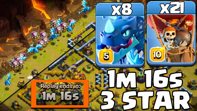 Th14 Destroyed in 1 Minute 16 Seconds !! Best Th14 Electro Dragon Attack Strategy Clash Of Clans