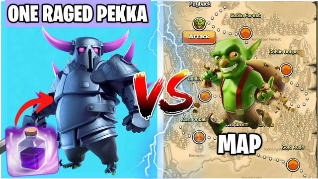 One Max Raged P.E.K.K.A Vs Goblin Maps | Clash of clans