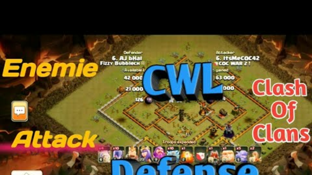Enemie Attack  [ CWL Most Defenders] war base #Clash Of Clans. Ep-3