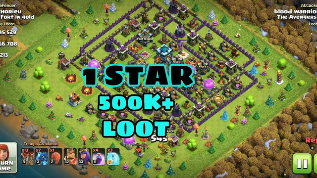 CLASH OF CLANS | 1 STAR 500K+ LOOT | CLASH OF CLANS ATTACK | COC LOOT