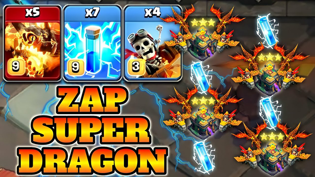 Super Dragon & Dragon Rider Attack With 7 Lightning Spell!! Th14 Attack Strategy - Clash of Clans