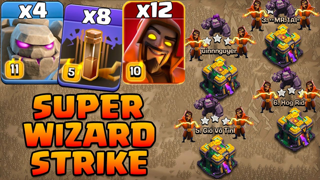 This Combo Still Works 100% !! Golem Super Wizard Attack With Earthquake TH14 Clash Of Clans