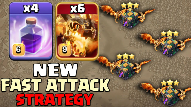 New Record! Fastest Wat to 3 Star ANY War Bases with Super Dragon + Rage Spell - Clash Of Clans