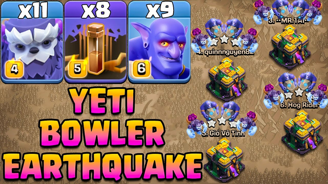 11 Yeti + 8 Earthquake + 9 Bowler Attack - Th14 Attack Strategy 2022 Clash Of Clans Town Hall 14