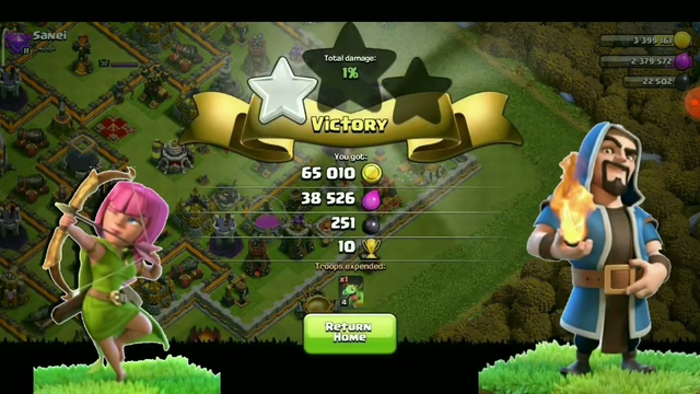 TH10 miner attack. clash of clans