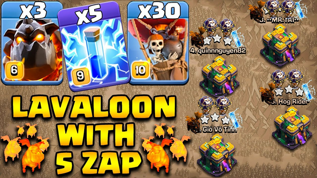 Pro Lavaloon Attack With Zap Spell - Th14 Attack Strategy 2022 Clash Of Clans Town Hall 14