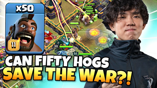 KLAUS uses insane 50x HOG RIDER attack to SAVE THE WAR! Clash of Clans eSports