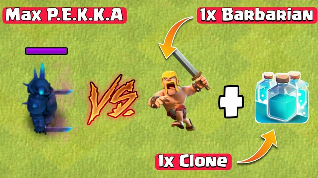 Max P E K K A vs One Level 1 Troop+Clone Spell--Clash of Clans  C.O.C