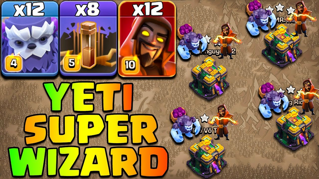 Th14 Yeti Super Wizard Attack Strategy With Earthquake Best War Th14 Attack Strategy  Clash Of Clans