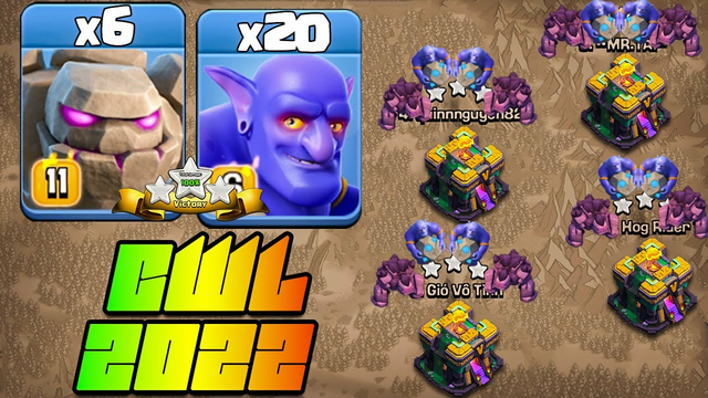 Golem Bowler Attack Strategy 2022 - 6 Golem + 20 Bowler - CWL Th14 Attack Strategy Clash OF Clans