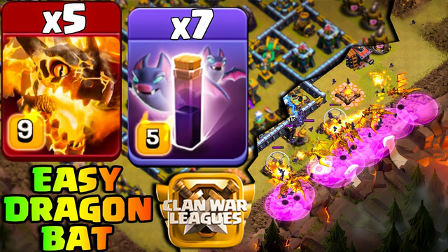 Super Dragon Attack With 7 Bat Spell !! Best CWL Th14 Attack Strategy 2022 Clash Of Clans