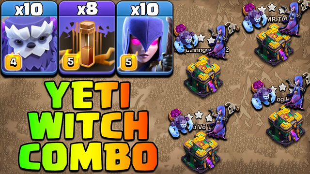 Th14 Yeti Witch Attack Strategy 2022 Clash Of Clans !! 10 Yeti + 8 Earthquake + 10 Witch Th14 Attack