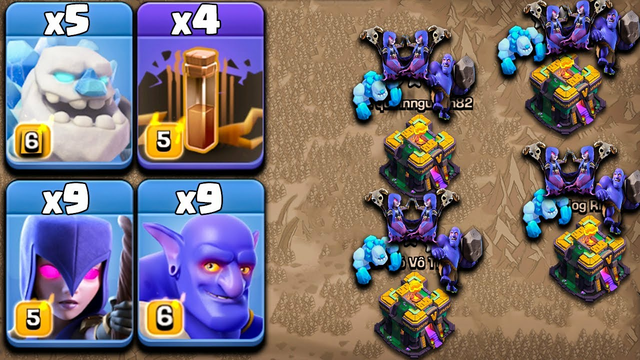 Ice Golem + Witch + Bowler + Earthquake Attack   Th14 Attack Strategy 2022 Clash Of Clans