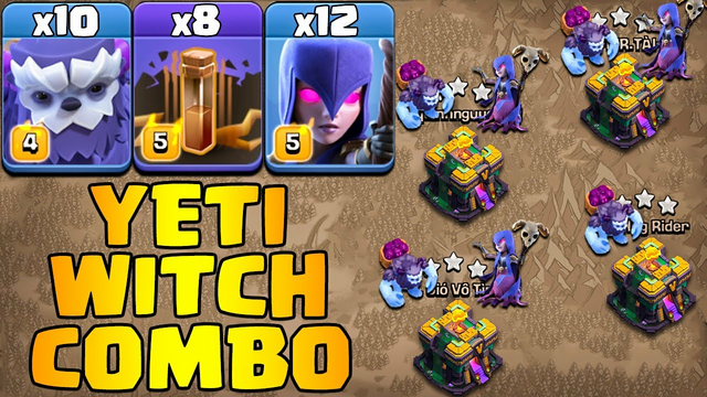 Th14 Yeti Witch Attack Strategy 2022 Clash Of Clans !! 10 Yeti + 8 Earthquake + 12 Witch Th14 Attack
