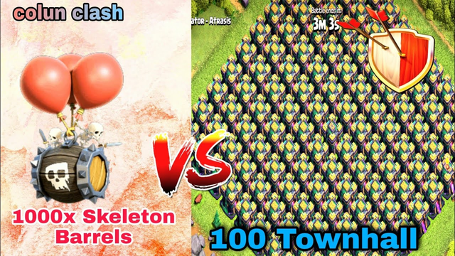 100x Townhall vs 1000x Skeleton Barrels|CLASH OF Clans#coc #viral #viralvideo #sumit007 #judosloth