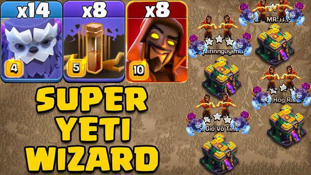 Yeti Super Wizard Attack With Earthquake Best Ground Combo Th14 Attack Strategy 2022 Clash Of Clans
