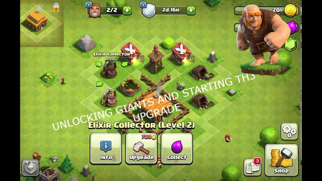UNLOCKING GIANTS AND PUTTING TOWN HALL INTO UPGRADE CLASH OF CLANS PC WALKTHROUGH #3