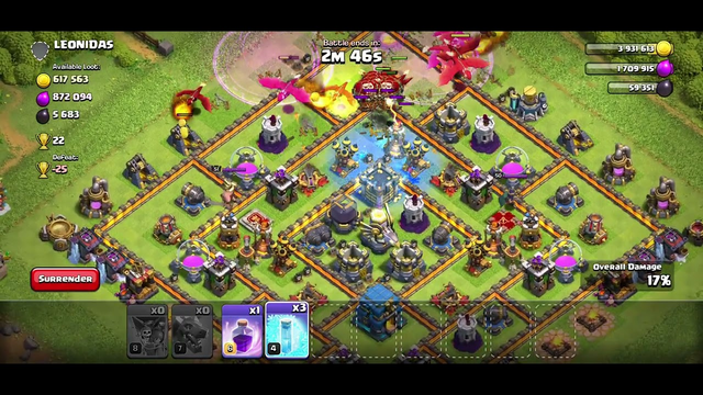 Clash of Clans Townhall level 12 attacking!! With dragons and balloons!