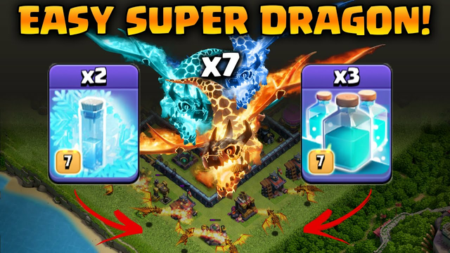 MADE MORE EASY! Super Dragon + Cloned Freeze Spell Attacks 2022 - Clash Of Clans