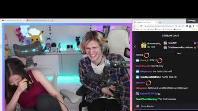 X and Poki cant stop laughing at clash of clans tik tok (xQc Pokimane podcast)