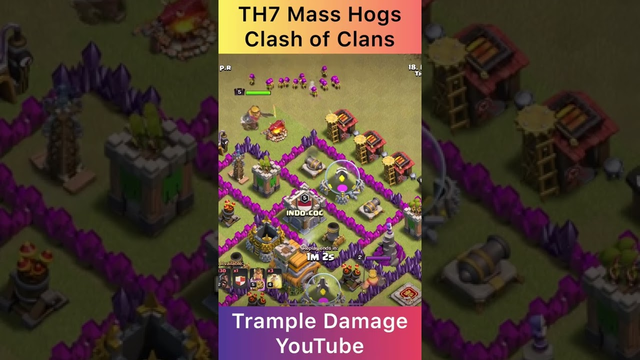 CLASH OF CLANS |  TH7 Mass Hogs. Best attack for TH7 war. #trampledamage #clashofclans #hogrider #h