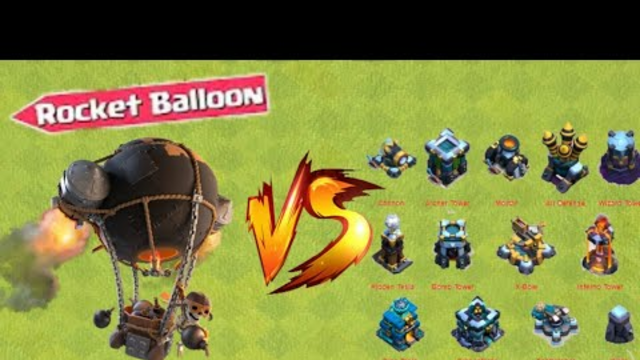 *Max* Rocket Balloon vs All Max Defense - Clash of Clans