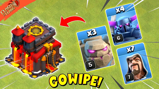 Easily 3 Star Any TH1O Base With This Attack Strategy | Th10 gowipe attack strategy - Clash Of Clans