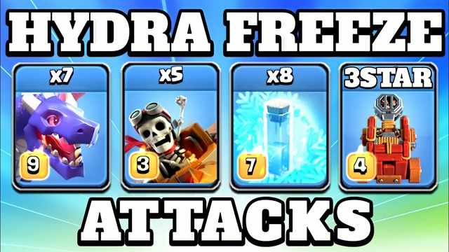 Hydra Freeze Spell Attacks Strategy!! Th14 Hydra Flame Flinger Attack With 8 Freeze | Clash of Clans