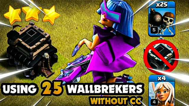 USING 25 WALL BREAKERS AT TH9 WITHOUT CC @Clash of Clans