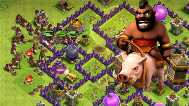 3 Star Attack with Full Hog Rider Lv4 Clash of Clans