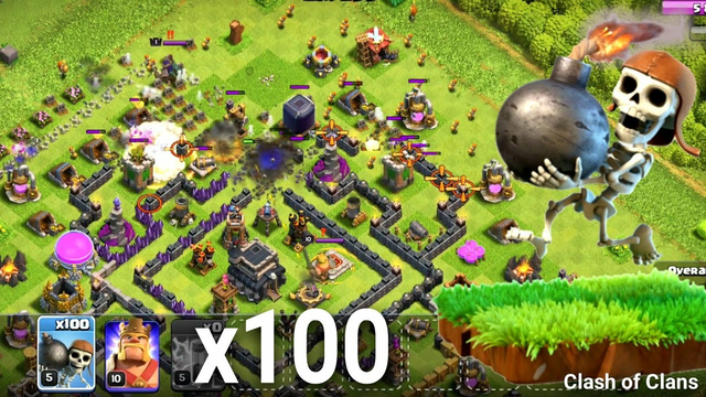 Crazy!! 100x Wall Breaker Lv5 Attack Town Hall 9 Clash of Clans