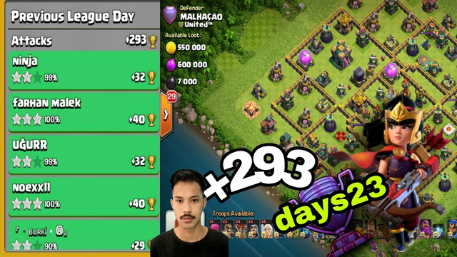 +293 cup days23 + base link |clash of clans| super bowler smash strategy|