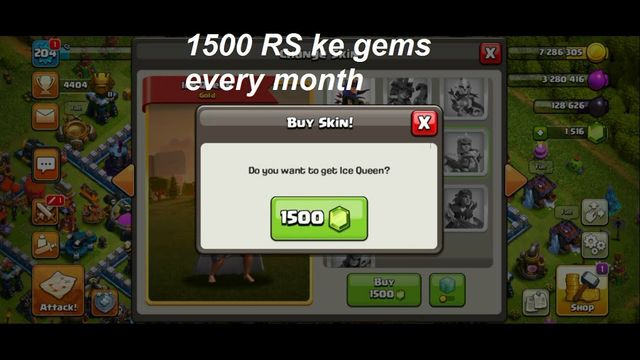 Every Month 1500 RS Gems In Clash Of Clans